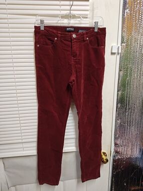 Buffalo David Bitton Women's Skinny Mid-Rise Corduroy Pants in Deep Burgundy
